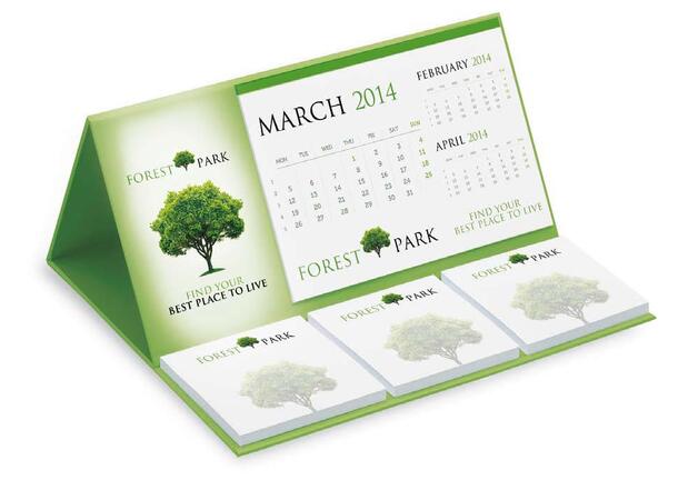 Bordkalender hardback Alfa 250 x 194mm med Sticky notes 